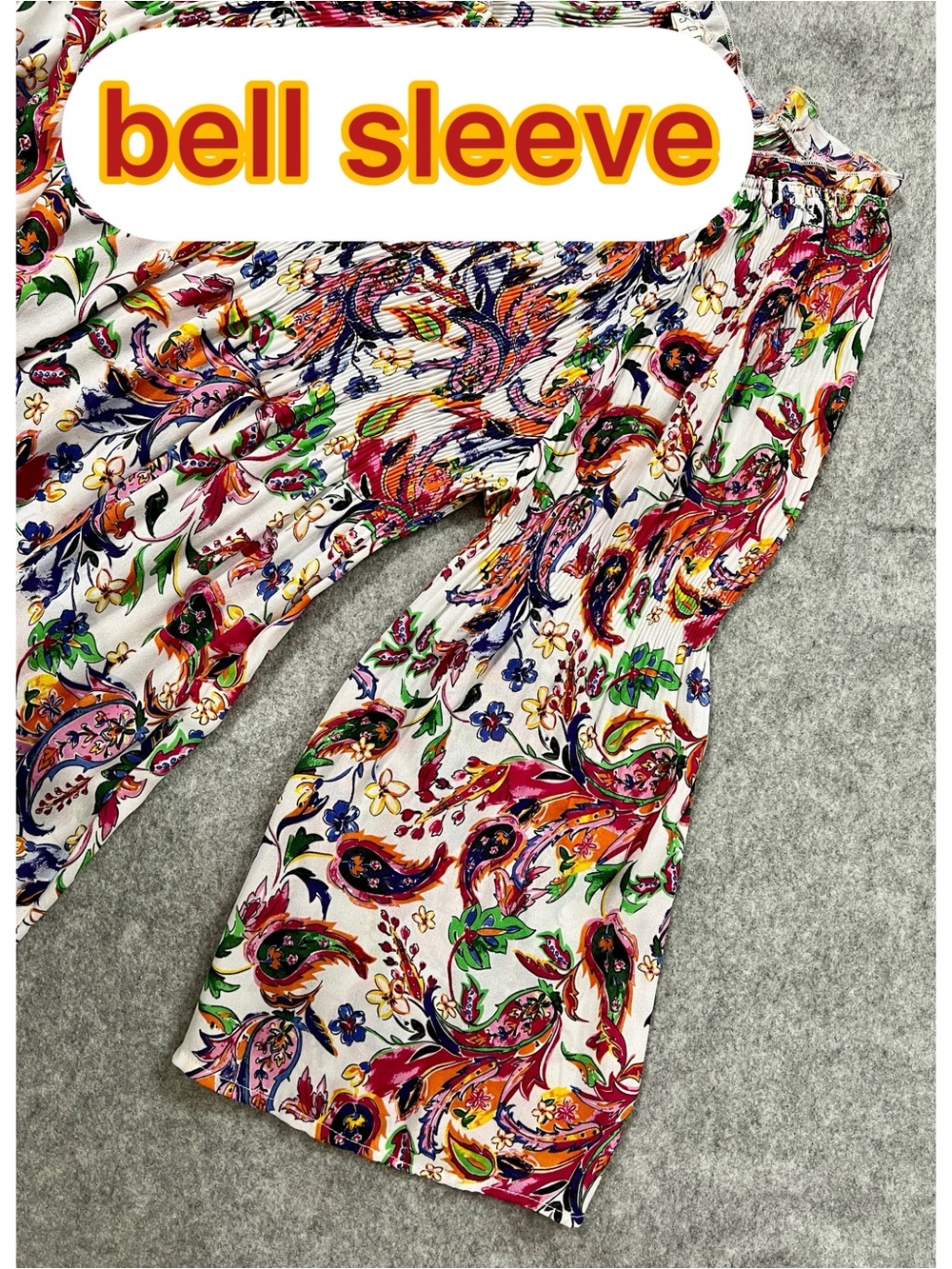 Spense Multicolor Plisse Paisley Peasant Blouse Top US Women’s Large EUC - Picture 7 of 9